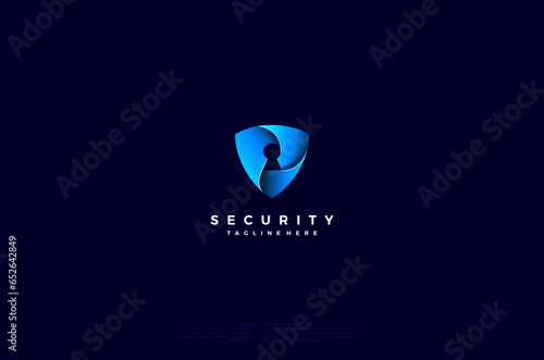 Security shield with icon technology logotype concept idea. Vector Design template element
