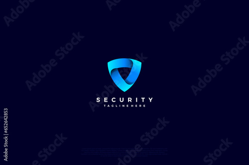 Security shield with icon technology logotype concept idea. Vector Design template element
