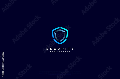 Security shield with icon technology logotype concept idea. Vector Design template element
