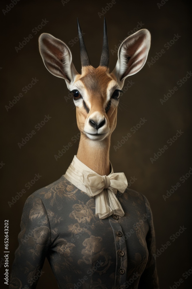 A serene portrait of a graceful gazelle, its slender neck and dainty features embodying elegance and agility.