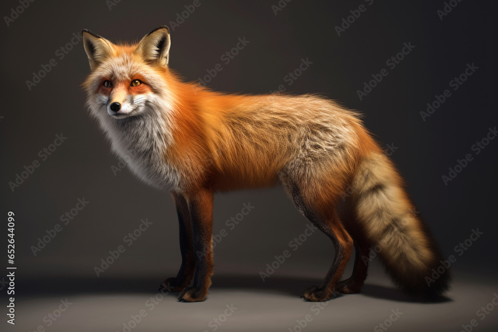 A beautiful photograph of a fox, displaying its elegant red or orange coat and intelligent expression. Generative AI technology. A beautiful photograph of a fox, displaying its elegant red or orange coat and intelligent expression. Generative AI technology.