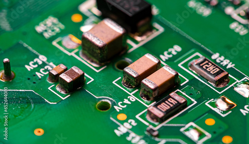 Macro Close up of printed wiring on PC circuit board. © Sunshine Seeds
