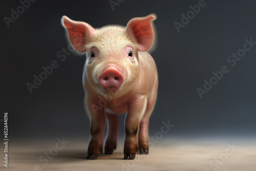 An adorable image of a pig, showcasing its round body and snout.  Generative AI technology. © Oleksandr