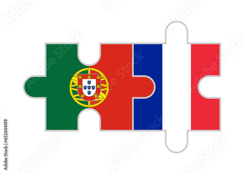 puzzle pieces of portugal and france flags. vector illustration isolated on white background