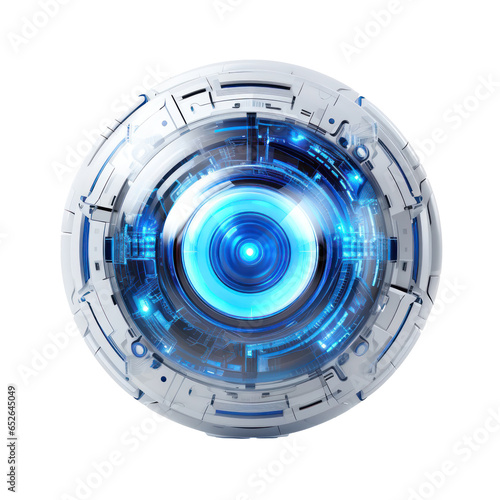 Eye of robot Blue eyes of robot isolated on transparent background Transparency 