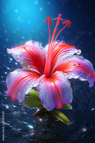 An vibrant image of a Hawaiian woodrose (Argyreia nervosa) splashed in bright paint, Generative AI technology. © Natalia