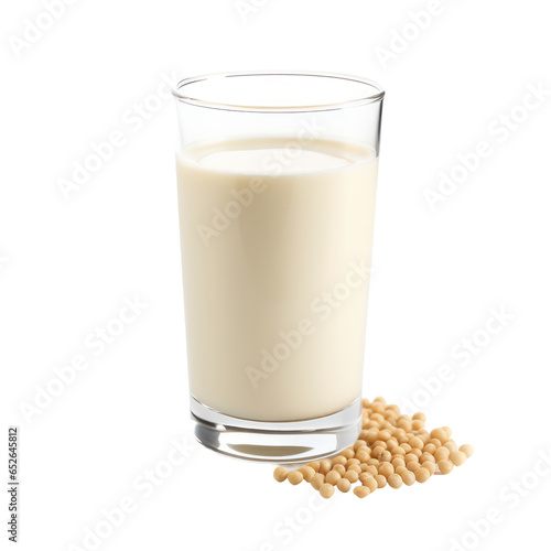 Glass of soybean milk isolated on transparent background,Transparency 