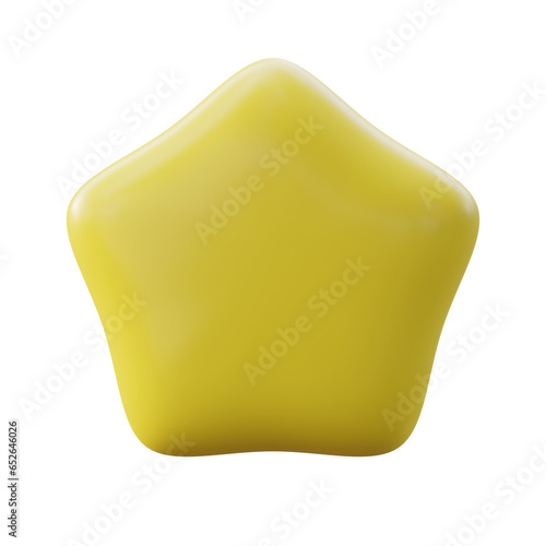 Yellow star shape 3d render