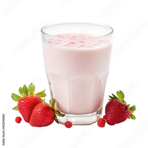 Glass of strawberry milk isolated on transparent background,Transparency 