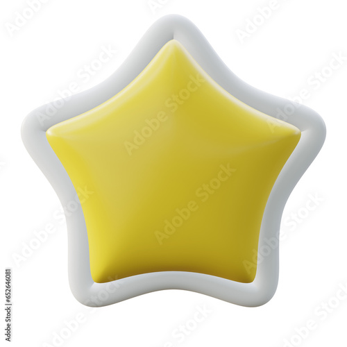 Yellow star shape 3d render