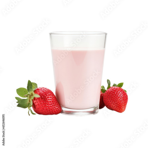 Glass of strawberry milk isolated on transparent background,Transparency 