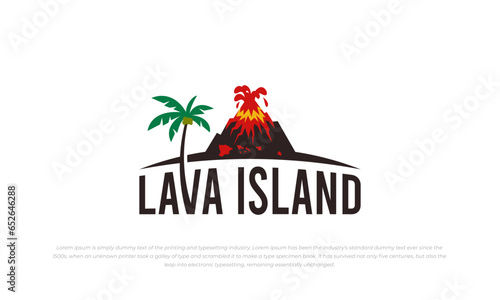 lava island logo. The volcano is emitting lava