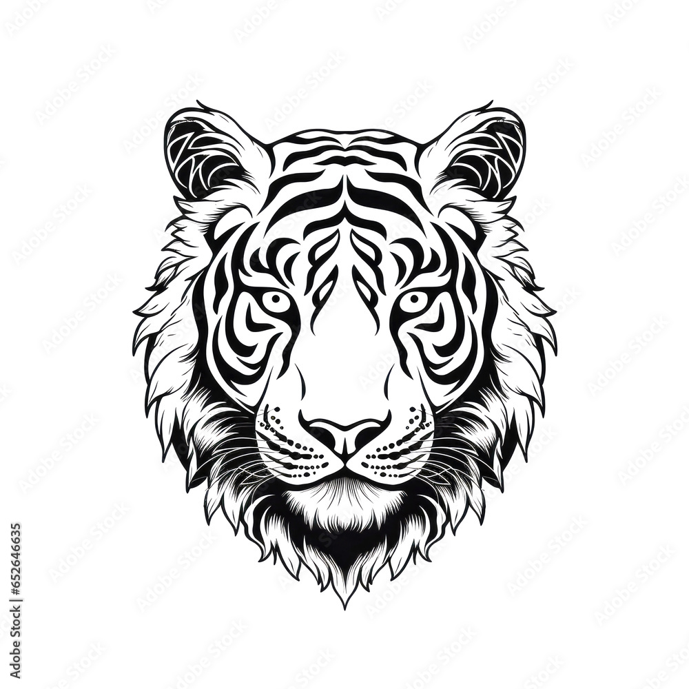 Ornate Tiger Icon, Tiger Portrait Isolated, Chinese Horoscope Symbol, Generative AI Illustration Ornate Tiger Icon, Tiger Portrait Isolated, Chinese Horoscope Symbol, Generative AI Illustration