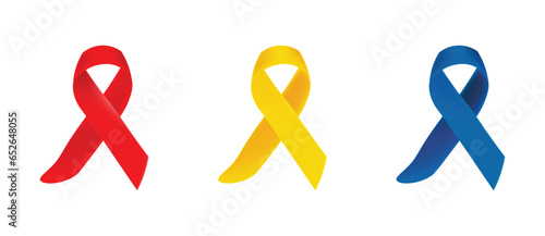 red yellow blue colorful ribbons isolated on white