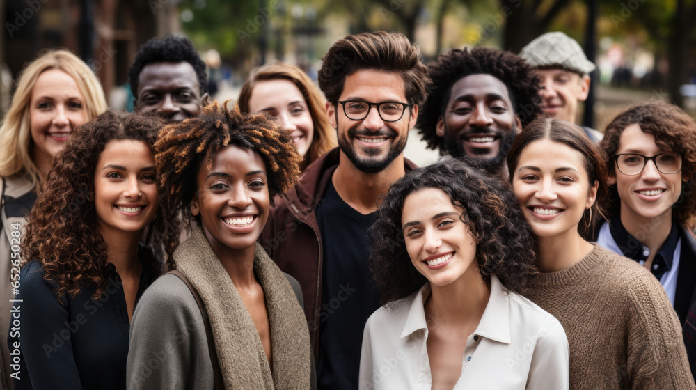 Group of multi-ethnic and diverse people looking at camera Group of multi-ethnic and diverse people looking at camera