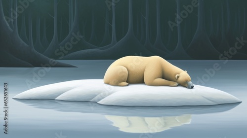 Polar Bear Drift: A lone polar bear on a drifting ice floe