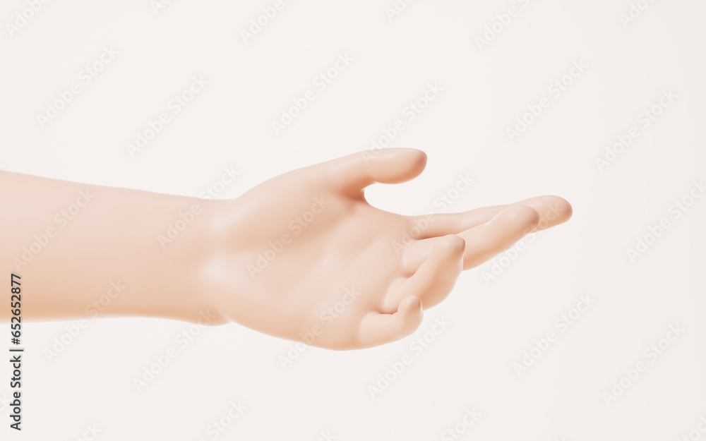 Hand gesture isolated on white background, 3d rendering. Hand gesture isolated on white background, 3d rendering.