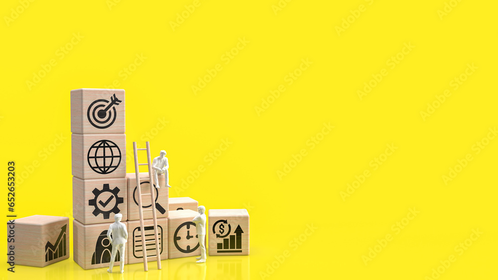 The Business icon on wood yellow Background 3d rendering. The Business icon on wood yellow Background 3d rendering.