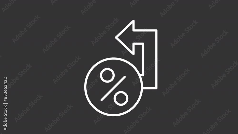 Tax refund white line animation. Percentage sign and arrow pointing ...