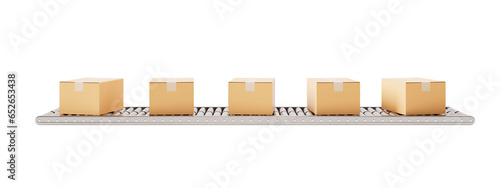 Packaging box and conveyor belt, 3d rendering.