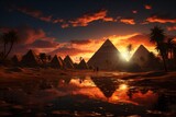 Majestic view of the Pyramids of Giza, Generative AI