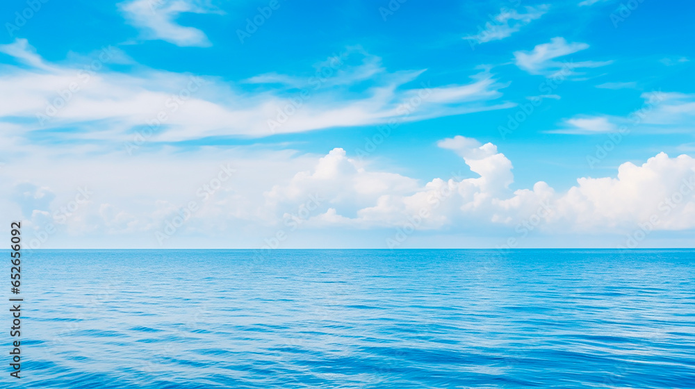 Beautiful seascape with blue sky and sea. Nature background