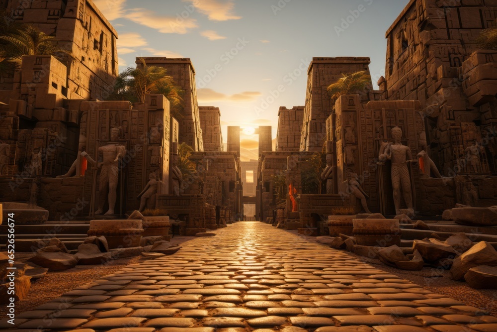 Naklejka premium Stunning Temple of Karnak in Luxor, Generative AI