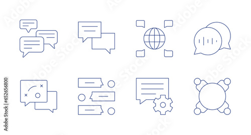 Fototapeta Naklejka Na Ścianę i Meble -  Communication icons. Editable stroke. Containing chat, language, global communication, nlp, round table.
