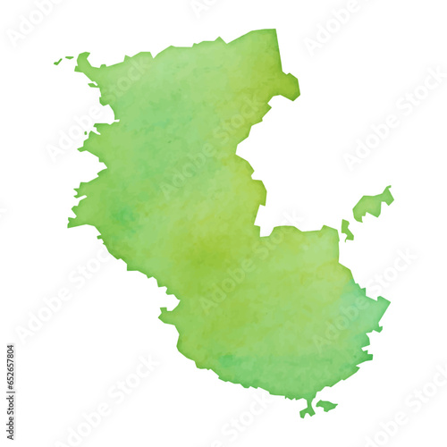 Bild auf Leinwand 水彩風の和歌山県地図のイラスト