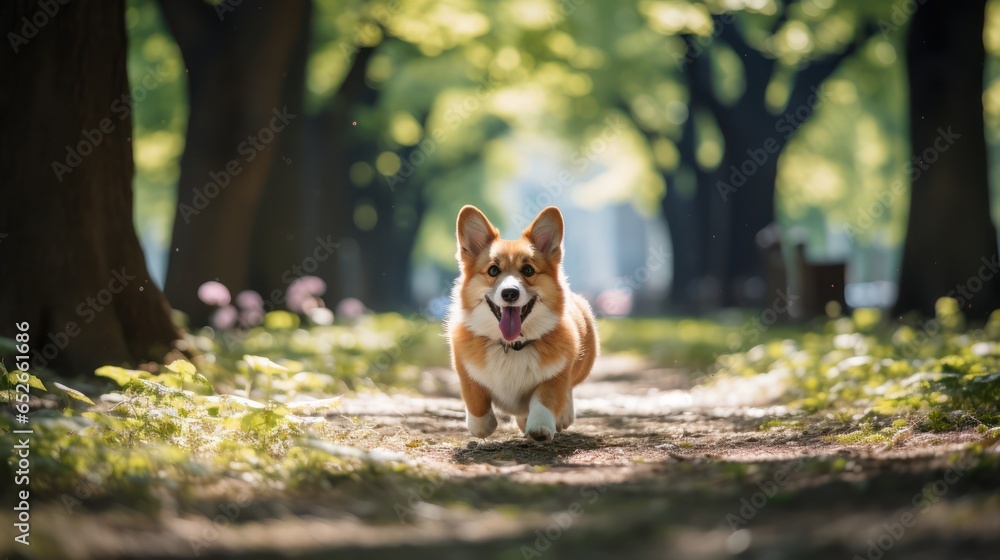 Happy corgi dog pembroke welsh corgi running outdoor in autumn park. Happy corgi dog pembroke welsh corgi running outdoor in autumn park.