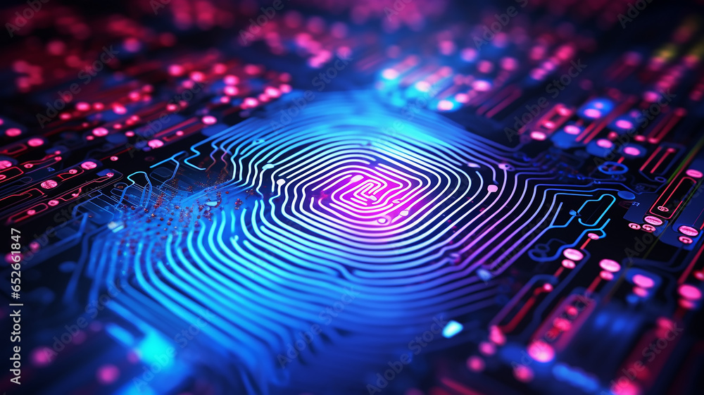 fingerprint detector, sensor pattern of papillary lines on a computer chip, fictional graphics fingerprint detector, sensor pattern of papillary lines on a computer chip, fictional graphics
