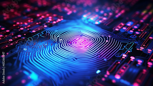 fingerprint detector, sensor pattern of papillary lines on a computer chip, fictional graphics