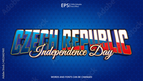 czech republic editable text effect with czech republic flag pattern suitable for poster design about holiday, Feast day or czech republic independence day moment