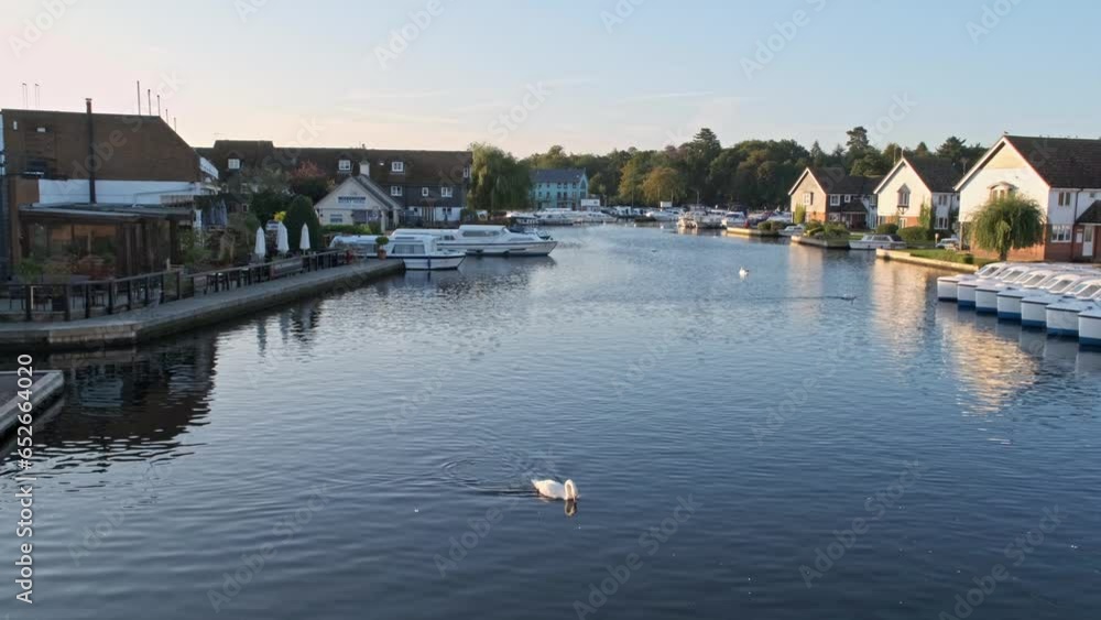 The village of Wroxham on the River Bure in the heart of the Norfolk Broads. Captured early morning as the sun was starting to rise