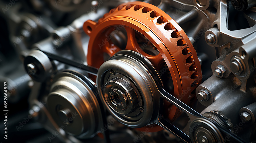 gears replacement of the timing belt in the engine, abstract background texture of the mechanism of the car engine fictional graphics gears replacement of the timing belt in the engine, abstract background texture of the mechanism of the car engine fictional graphics