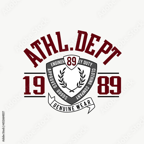 Baseball Sport, athl. dept. vector print and varsity. For t-shirt or other uses in vector. T shirt graphic