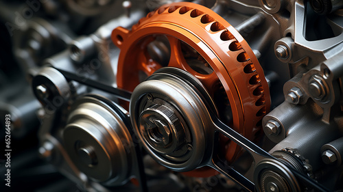 gears replacement of the timing belt in the engine, abstract background texture of the mechanism of the car engine fictional graphics