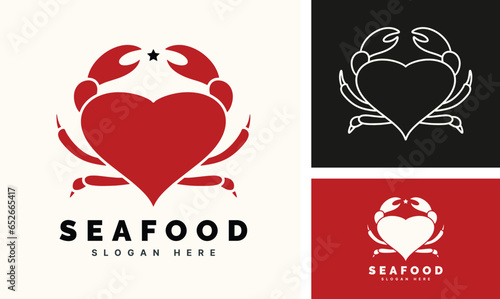 Seafood crab lobster logo template design vector illustration