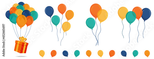 Ballons - Éléments vectoriels éditables colorés pour la fête et les célébrations diverses - Différentes compositions festives pour une fête d'enfant, un anniversaire ou un événement particulier 