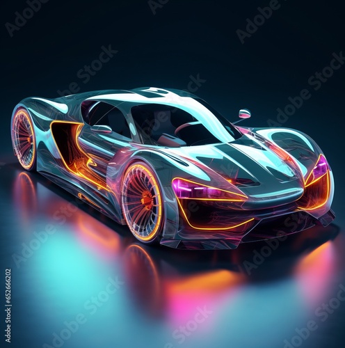 Neon sports transparent super car