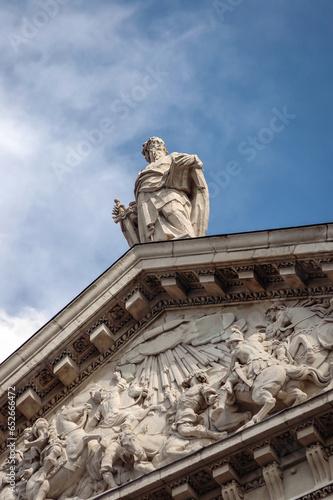 Details of facade of St Paul's Cathedral on Ludgate Hill in London, UK photo