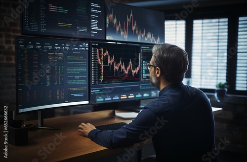 Finance trade manager analyzing stock market
