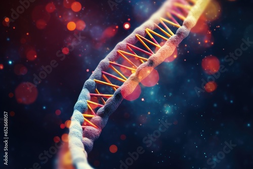 DNA strand on abstract background. 3d rendering toned image double exposure, Decode the genetic mysteries with AI-generated DNA imagery, AI Generated