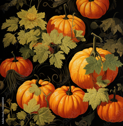 Wallpaper with a multitude of pumpkins. Halloween background  Generative AI