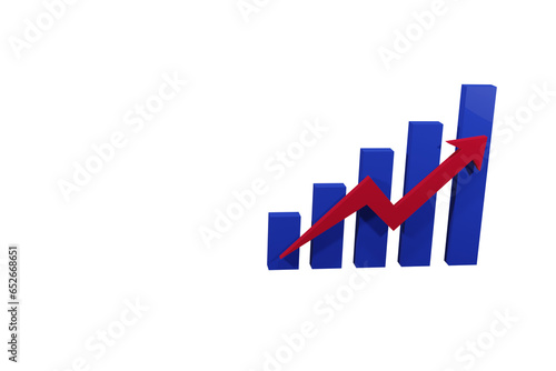 3d business graph with arrow