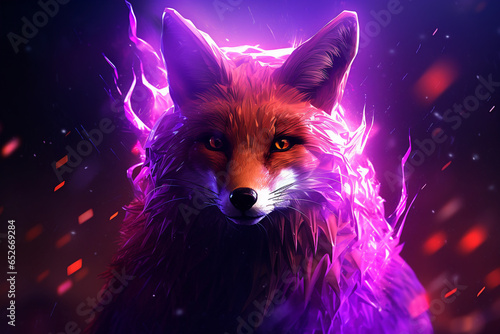 fox with colorful background photo