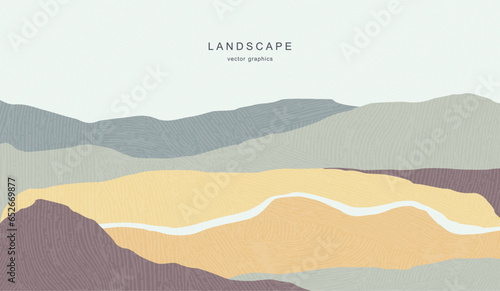 Modern landscape in a minimalist style. Contemporary aesthetic poster. Vector poster