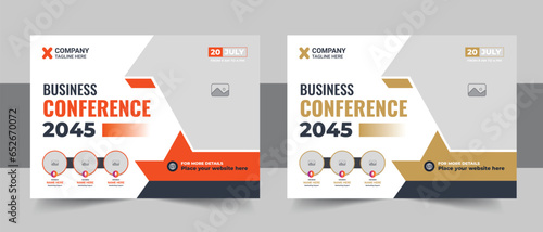 Corporate horizontal business conference flyer template or online webinar and Marketing Business Live Webinar Banner and Social Media post template