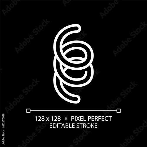 2D pixel perfect editable white spirochete icon, isolated monochromatic vector, thin line illustration representing bacteria. photo