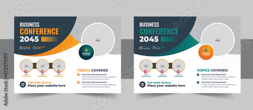 Modern conference flyer and invitation banner template design, Annual corporate business workshop, meeting & training promotion poster layout